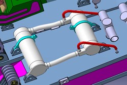 The divertor neutron flux monitoring system sitting at the bottom of the torus. Integrated in the divertor, it is designed to provide routine measurements of the neutron emissions. (Click to view larger version...)