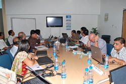 The group assembled for the vacuum vessel In-Wall Shielding MRR included representatives from the Indian Domestic Agency, the manufacturer ATL, and the ITER Organization. (Click to view larger version...)