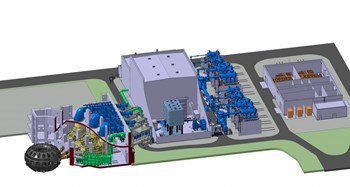 Hosted across two buildings and an outdoor technical area (centre and right), the ITER neutral beam power supply installation comprises an array of transformers, generators, rectifiers, inverters and other exotic electrical devices designed to feed at 1 MV ultra high voltage to the injectors. (Click to view larger version...)