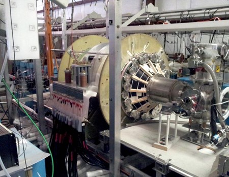 The Department of Aeronautics and Astronautics at Washington University has a longstanding program devoted to fusion propulsion research. Here, a fusion-driven rocket test chamber at the Department's Plasma Dynamics Lab. (Click to view larger version...)