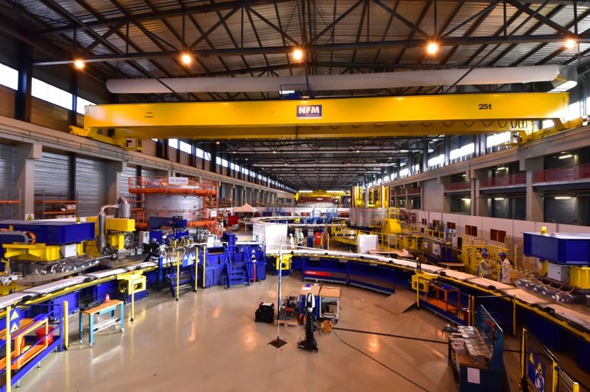 Beginning with conductor winding and ending—at the other side of the 257-metre-long facility—with final assembly and cold testing, the fabrication of ITER's ring shaped magnets is a precise step-by-step process. (Click to view larger version...)