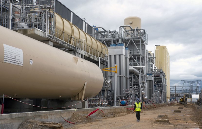 An integral part of the cryoplant, tanks and various equipment line the north side of the building. From left to right: one of two quench tanks; a 200,000-litre helium storage tank; atmospheric vaporizers; one out of two 80 K cold boxes (for the cooling of the cryostat shielding system); a vertical liquid nitrogen storage tank; and seven vertical tanks for nitrogen and helium storage. (Click to view larger version...)